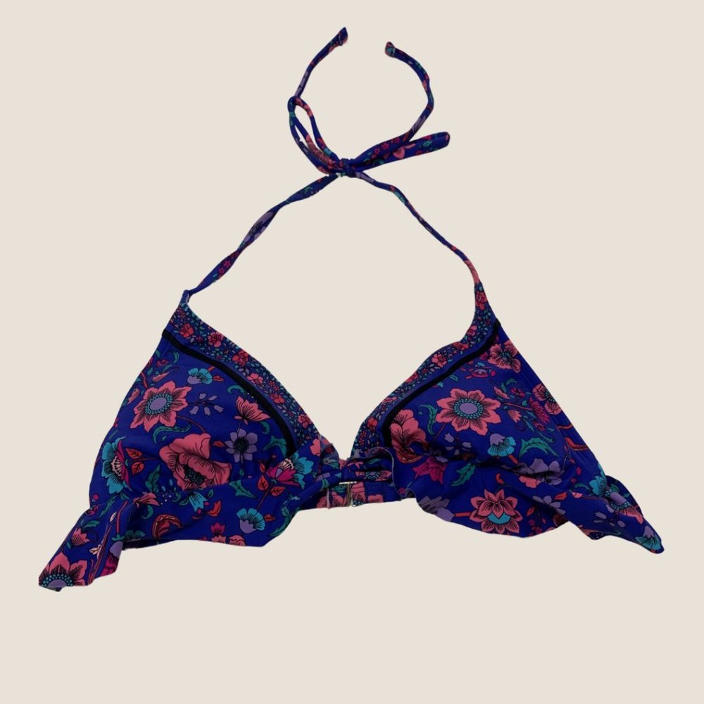 Ruffle Floral Print Bikini Top